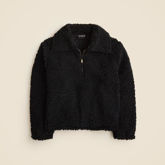 NWT J.Crew Sherpa Teddy Pullover (Black) S - Picture 1 of 12